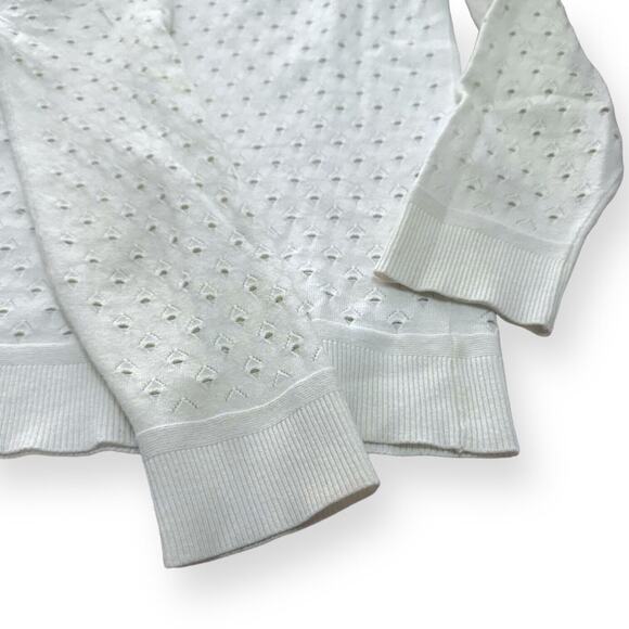 RAG & BONE Gianna Sweater Top Eyelet Pattern Crewneck Pullover Soft Cozy White - Picture 5 of 9